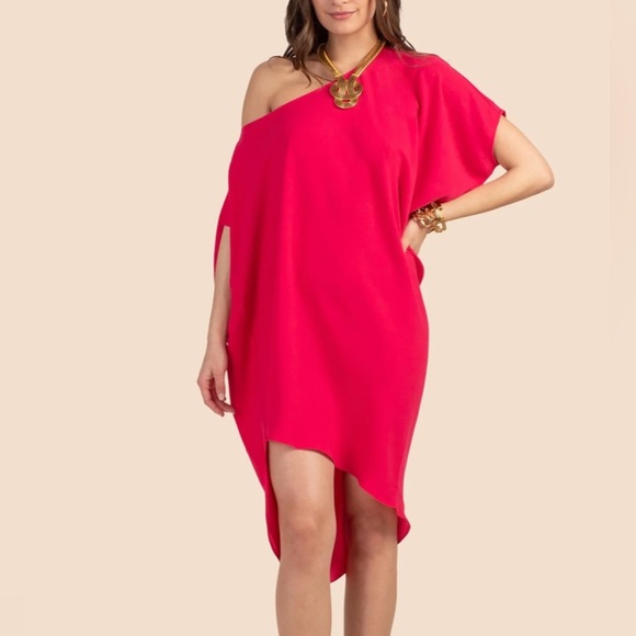 TRINA TURK PURPLE BLACK ANIMAL PATTERN ONE SHOULDER DRESS WOMENS SMALL - Picture 8 of 9